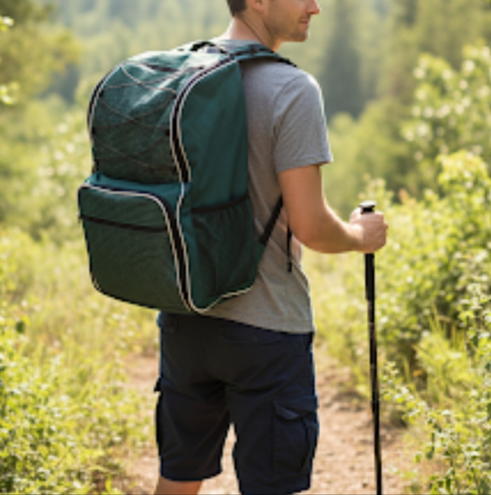 Stylish Green Checkered Men's Backpack